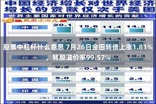 股票中杠杆什么意思 7月26日金田转债上涨1.81%，转股溢价率99.57%