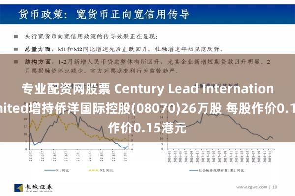 专业配资网股票 Century Lead International Limited增持侨洋国际控股(08070)26万股 每股作价0.15港元