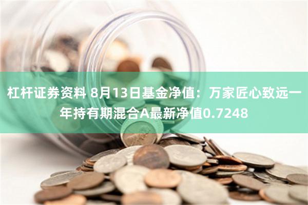 杠杆证券资料 8月13日基金净值：万家匠心致远一年持有期混合A最新净值0.7248